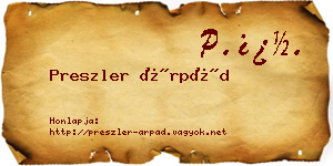 Preszler Árpád névjegykártya